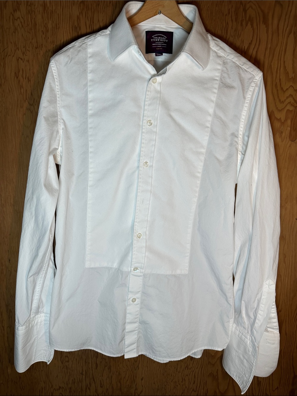 Charles Tyrwhitt White Men's Dress Shirt with Tuxedo Front